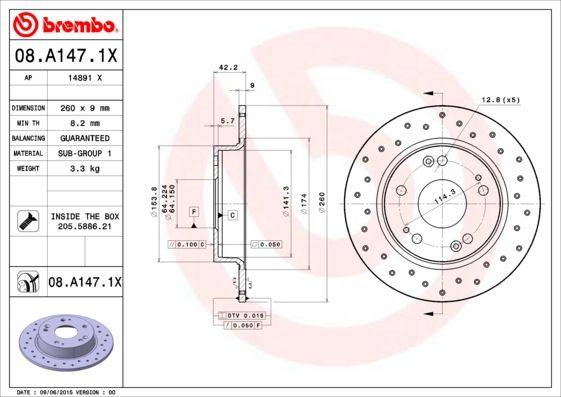 BREMBO 08.A147.1X Brake Disc