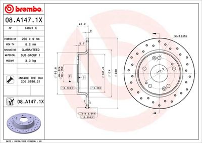 Brake Disc BREMBO 08.A147.1X