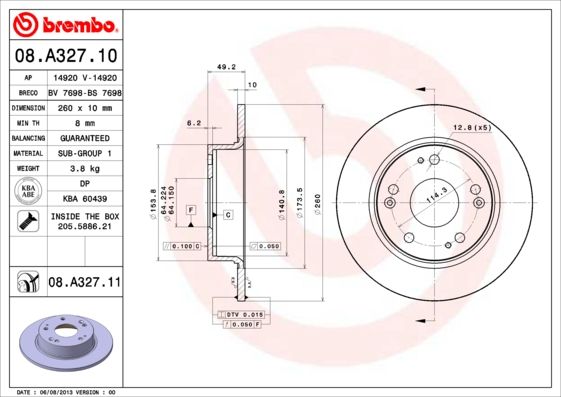 BREMBO 08.A327.10 Brake Disc
