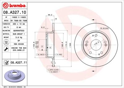 Brake Disc BREMBO 08.A327.11