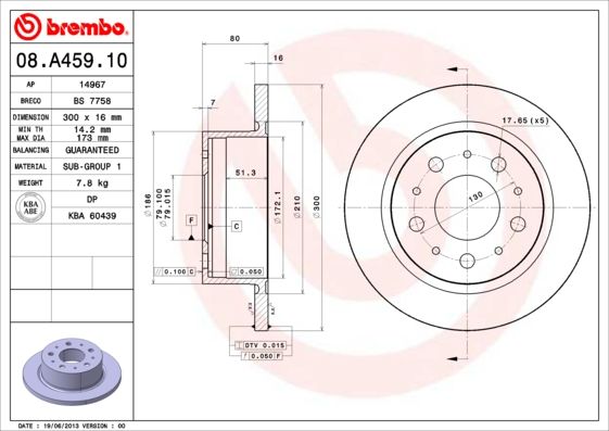 BREMBO 08.A459.10 Brake Disc