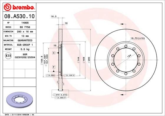 BREMBO 08.A530.10 Brake Disc