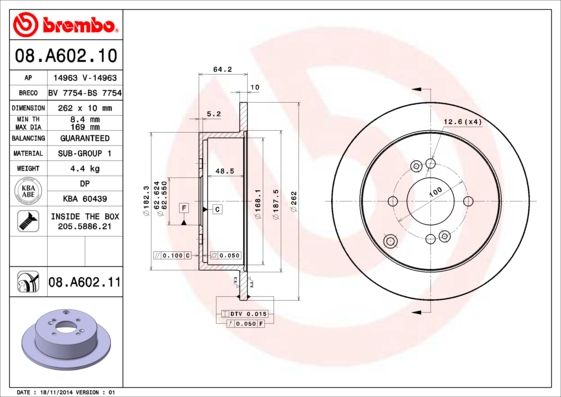BREMBO 08.A602.10 Brake Disc