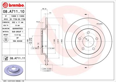 Brake Disc BREMBO 08.A711.10
