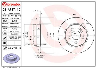 Brake Disc BREMBO 08.A737.11