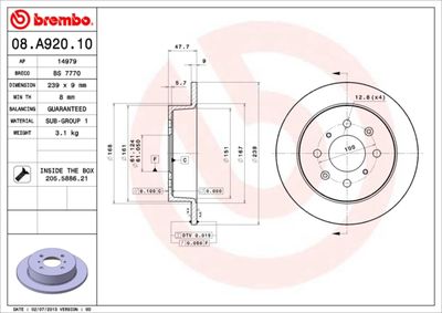 Brake Disc BREMBO 08.A920.10