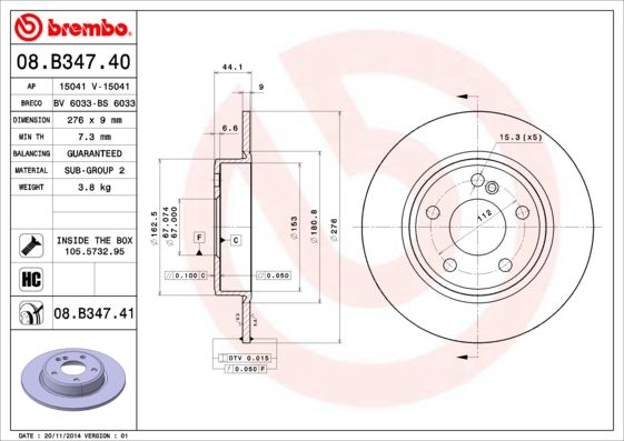 BREMBO 08.B347.40 Brake Disc