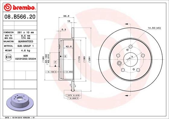 BREMBO 08.B566.21 Brake Disc
