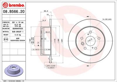 Brake Disc BREMBO 08.B566.21