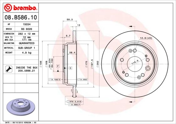 BREMBO 08.B586.10 Brake Disc