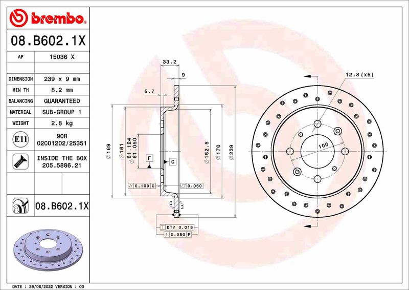 BREMBO 08.B602.1X Brake Disc