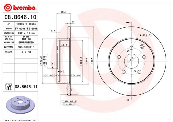 BREMBO 08.B646.11 Brake Disc