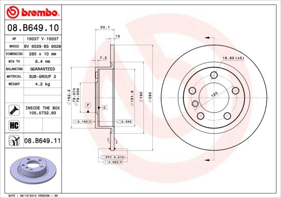 BREMBO 08.B649.11 Brake Disc