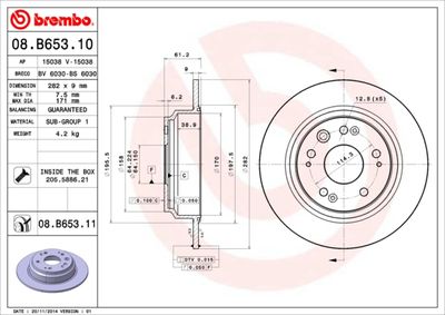 Brake Disc BREMBO 08.B653.11