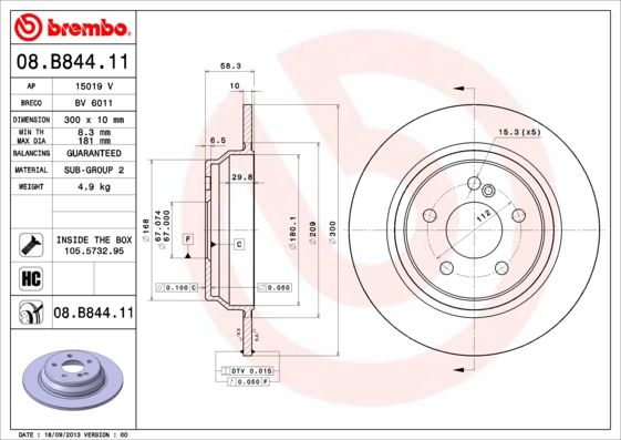 BREMBO 08.B844.11 Brake Disc