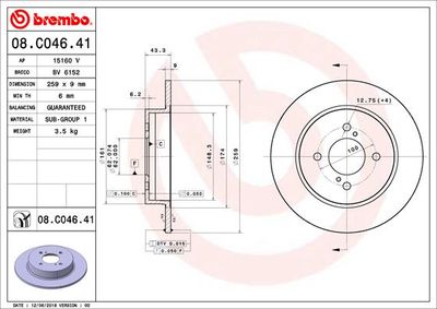 Brake Disc BREMBO 08.C046.41