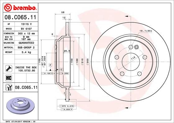 BREMBO 08.C065.11 Brake Disc