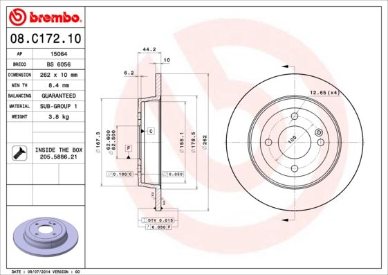 BREMBO 08.C172.10 Brake Disc