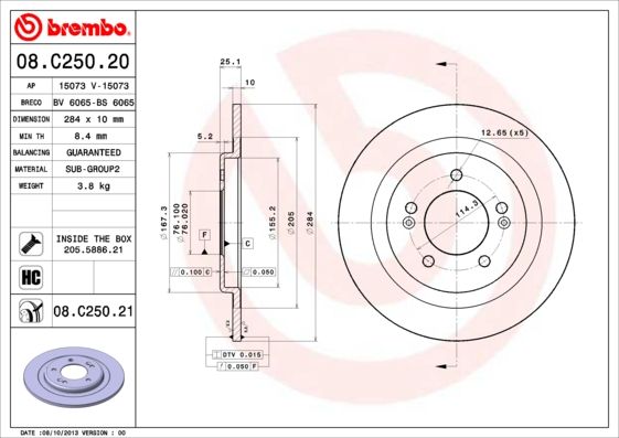 BREMBO 08.C250.20 Brake Disc