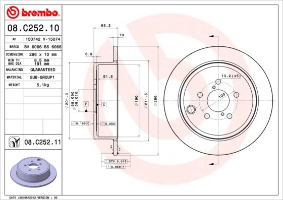 BREMBO 08.C252.11 Brake Disc