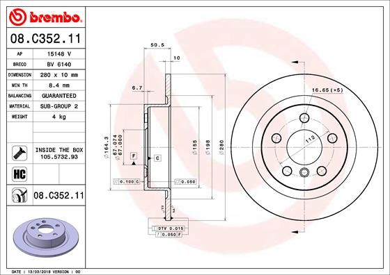 BREMBO 08.C352.11 Brake Disc