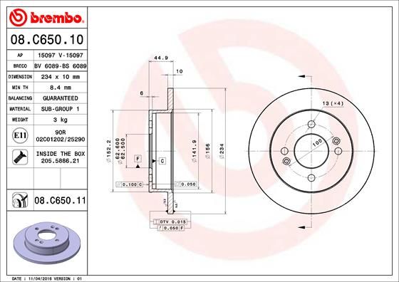 BREMBO 08.C650.11 Brake Disc