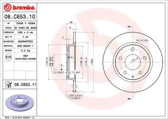BREMBO 08.C653.11 Brake Disc