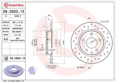 Brake Disc BREMBO 08.C653.1X
