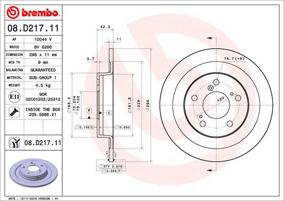 BREMBO 08.D217.11 Brake Disc
