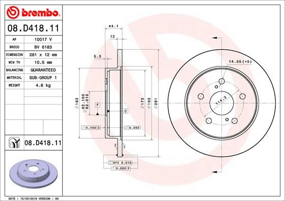 BREMBO 08.D418.11 Brake Disc