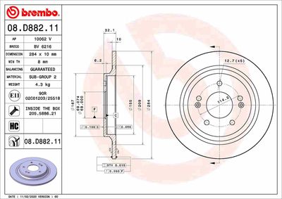 Brake Disc BREMBO 08.D882.11