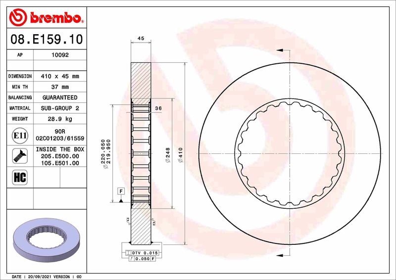 BREMBO 08.E159.10 Brake Disc