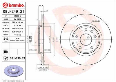 Brake Disc BREMBO 08.N249.21