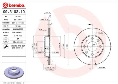 Brake Disc BREMBO 09.3102.10