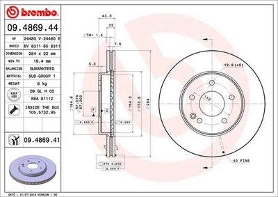 Brake Disc BREMBO 09.4869.41