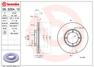 Brake Disc BREMBO 09.5004.10