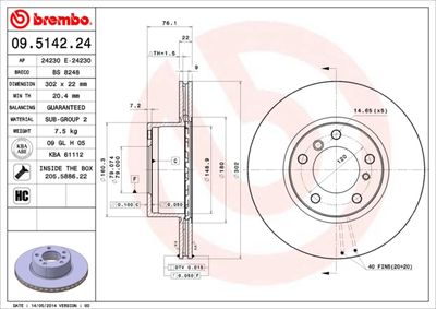 Brake Disc BREMBO 09.5142.24