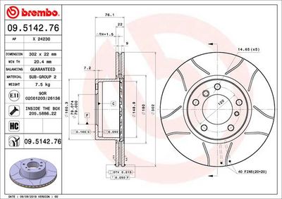 Brake Disc BREMBO 09.5142.76