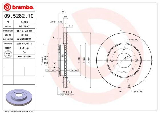 BREMBO 09.5282.10 Brake Disc