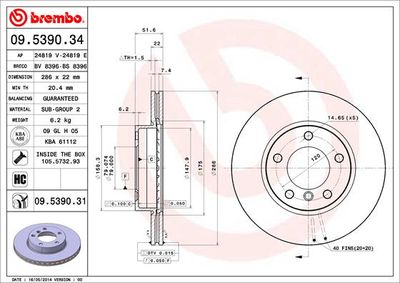 Brake Disc BREMBO 09.5390.34
