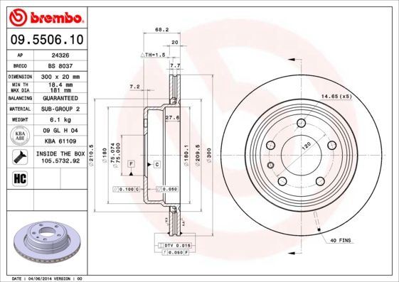 BREMBO 09.5506.10 Brake Disc