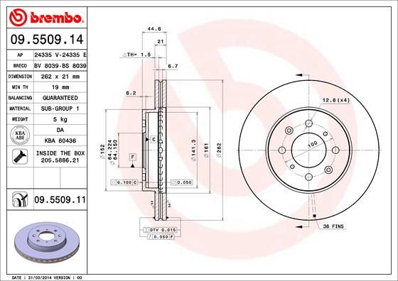 BREMBO 09.5509.14 Brake Disc