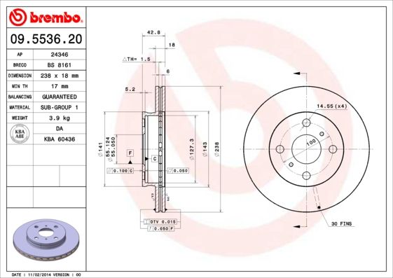 BREMBO 09.5536.20 Brake Disc