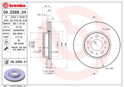 Brake Disc BREMBO 09.5568.21