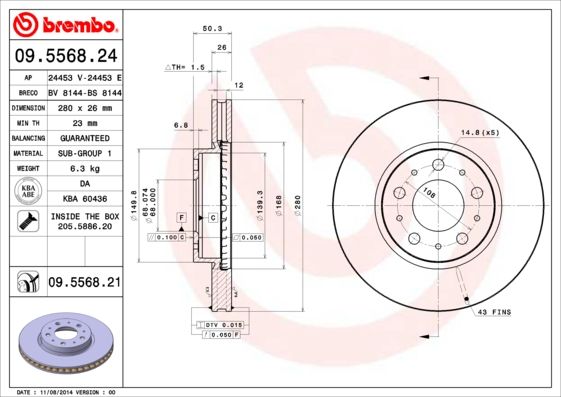 BREMBO 09.5568.24 Brake Disc