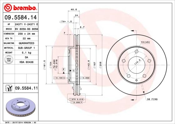 BREMBO 09.5584.14 Brake Disc
