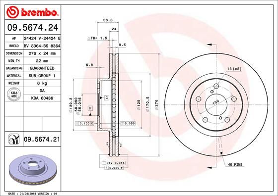 BREMBO 09.5674.21 Brake Disc