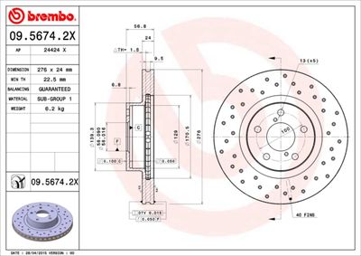 Brake Disc BREMBO 09.5674.2X