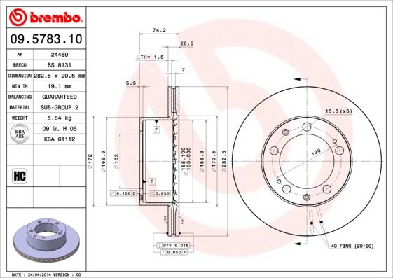 BREMBO 09.5783.10 Brake Disc