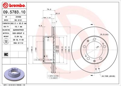 Brake Disc BREMBO 09.5783.10